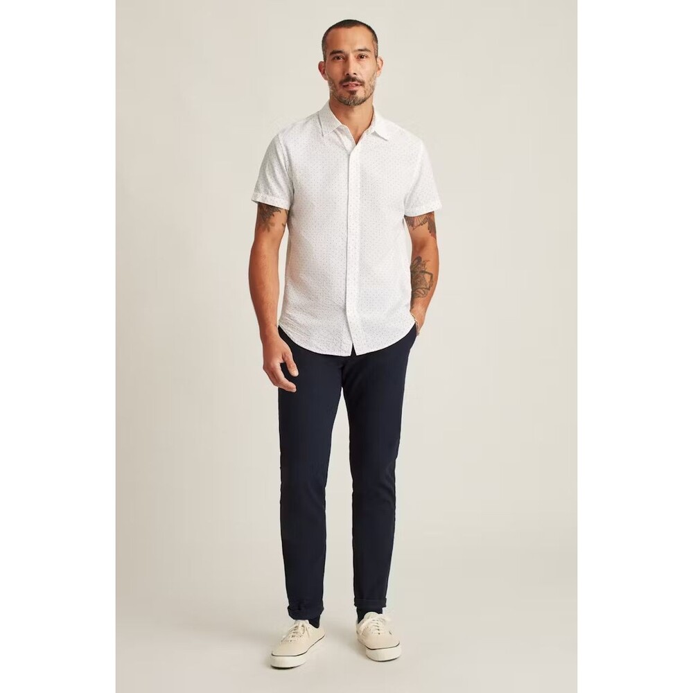 BONOBOS Riviera Short Sleeve Men's Shirt Buttondown Dot Print Slim Fit L 270708